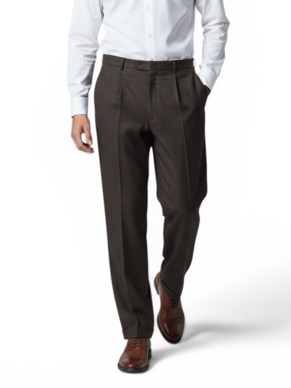 Men’s wool Dress Pants. Plaid, Olive Green